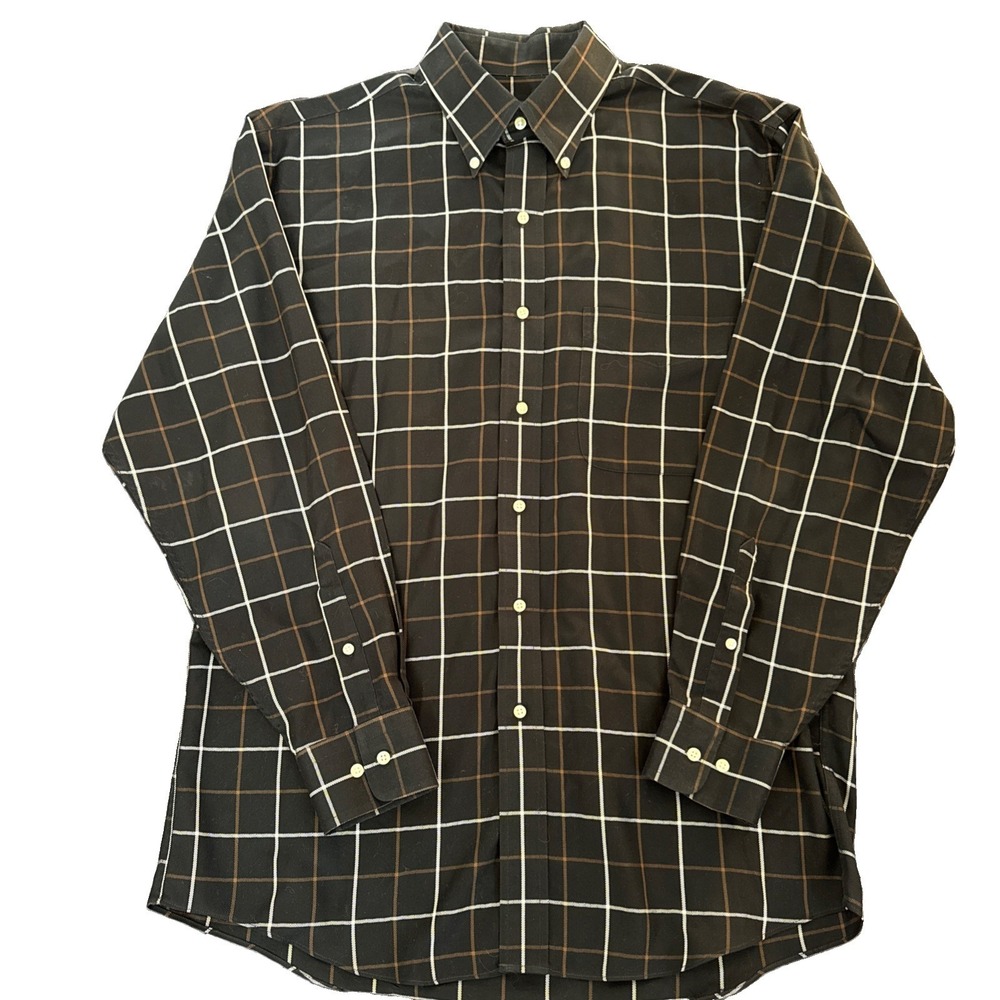 Joseph A. Bank Traveler Collection Men's Dress Shirt Plaid Wrinkle‑Free Medium